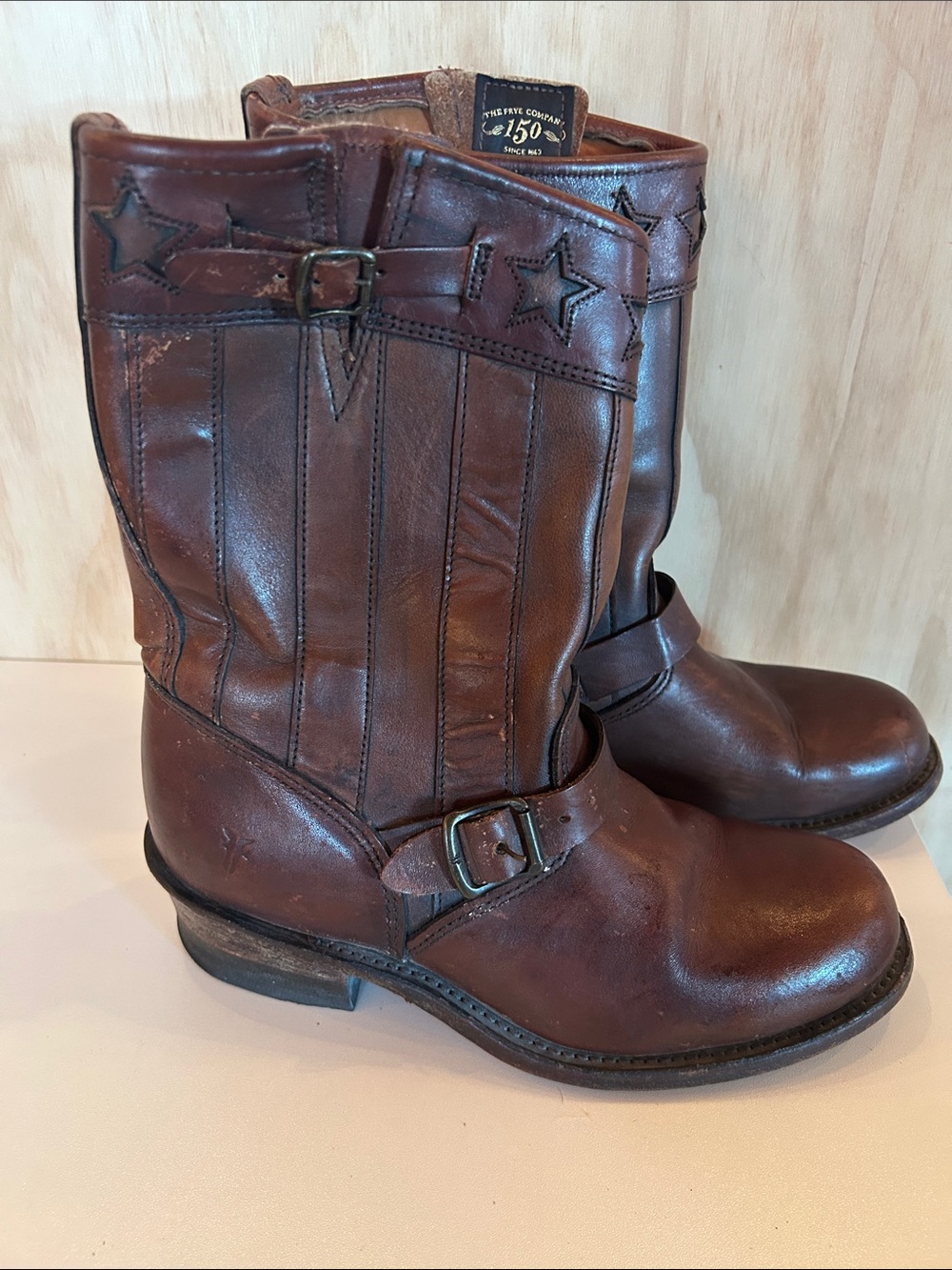 Frye Brown Leather Engineer Boots 150 year anniversary boots